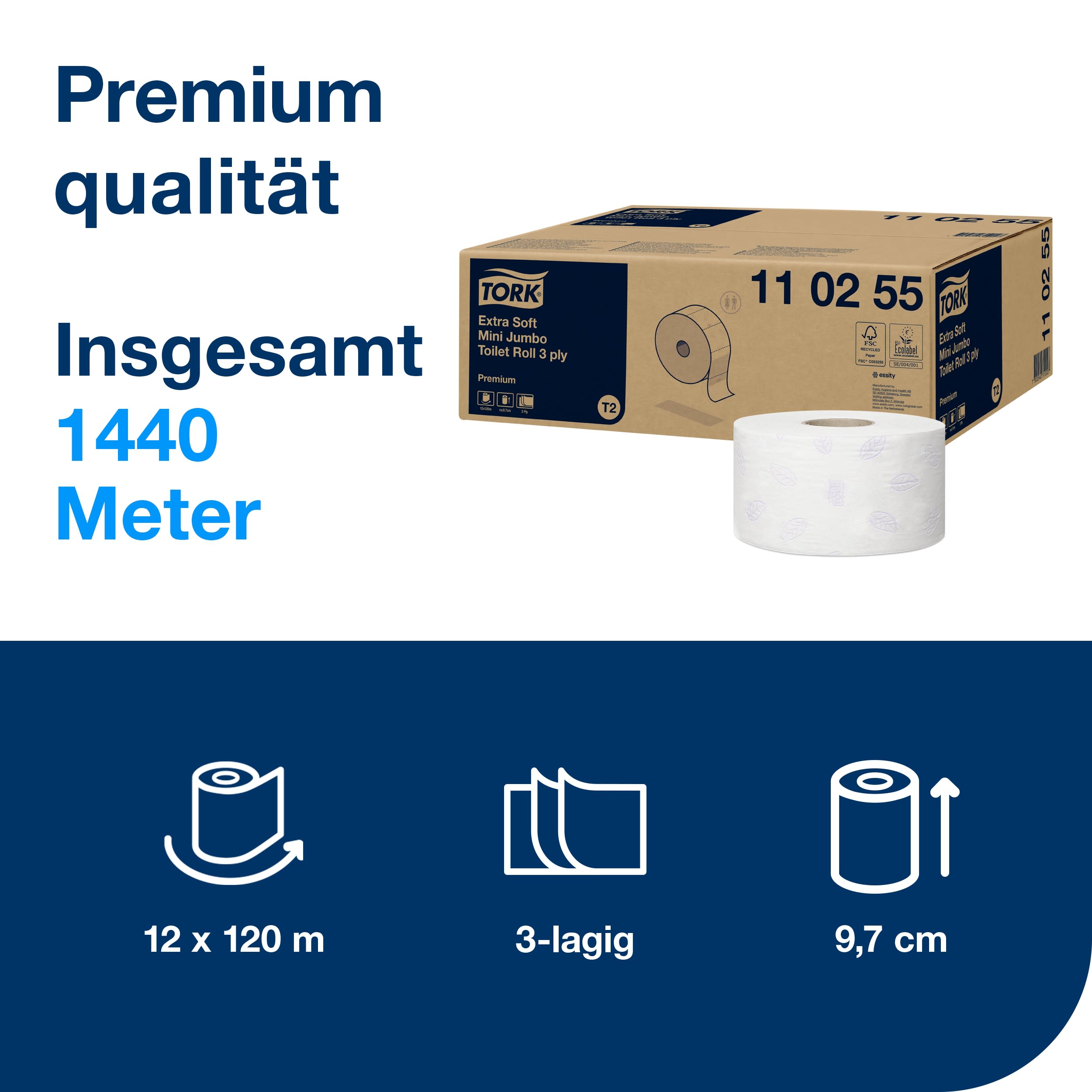 Tork extraweiches Mini Jumbo WC-Papier Premium 3lg