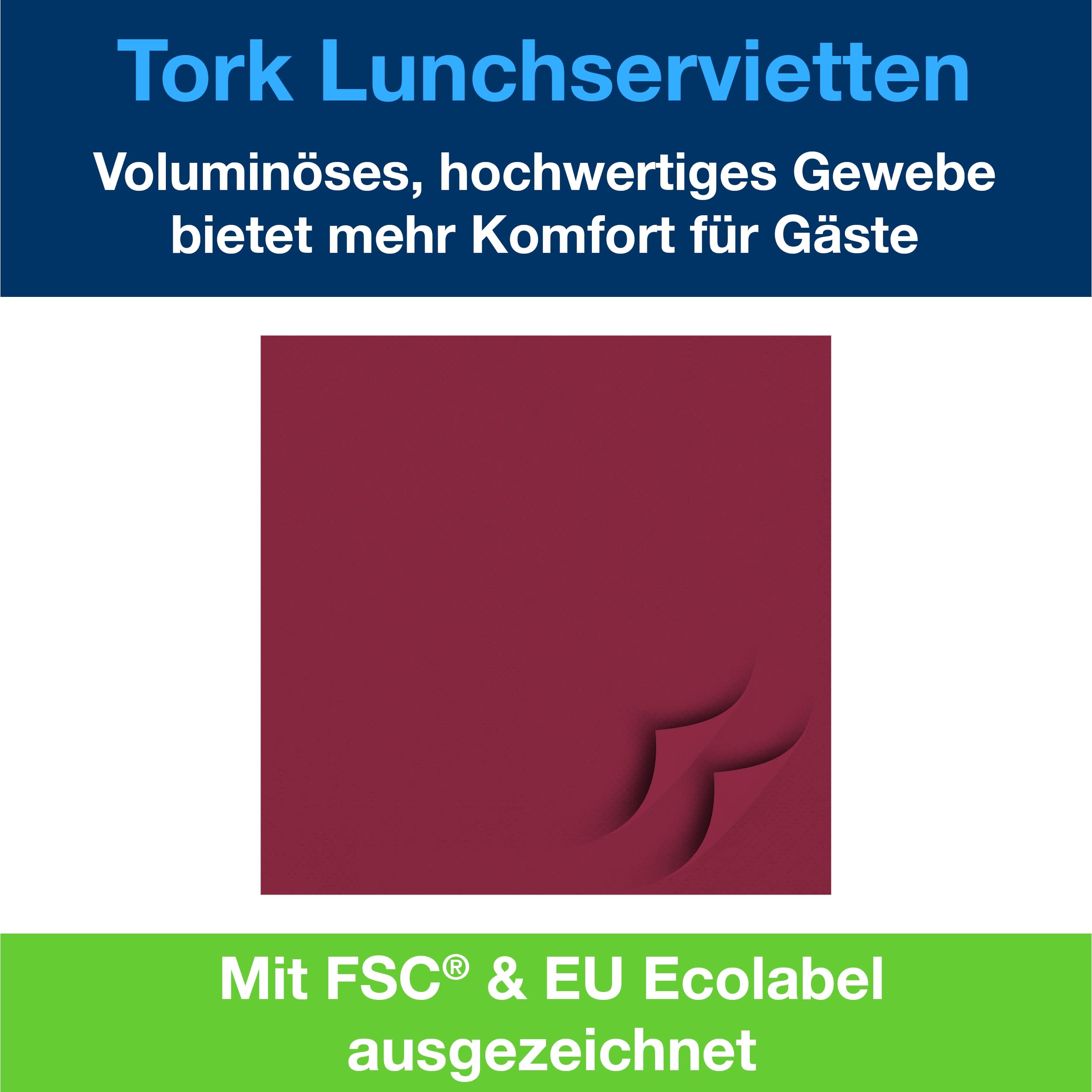 Lunchservietten bordeauxrot 3lg 33cm 1/4F