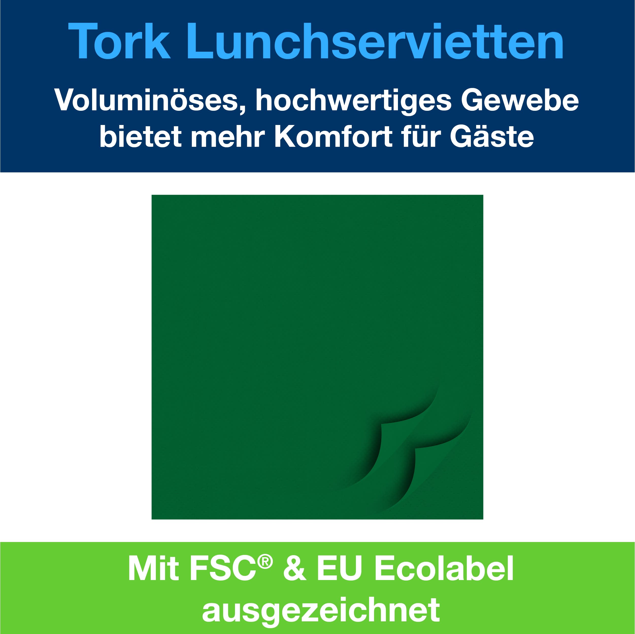 Lunchservietten dunkelgrün 3lg 33cm 1/4F