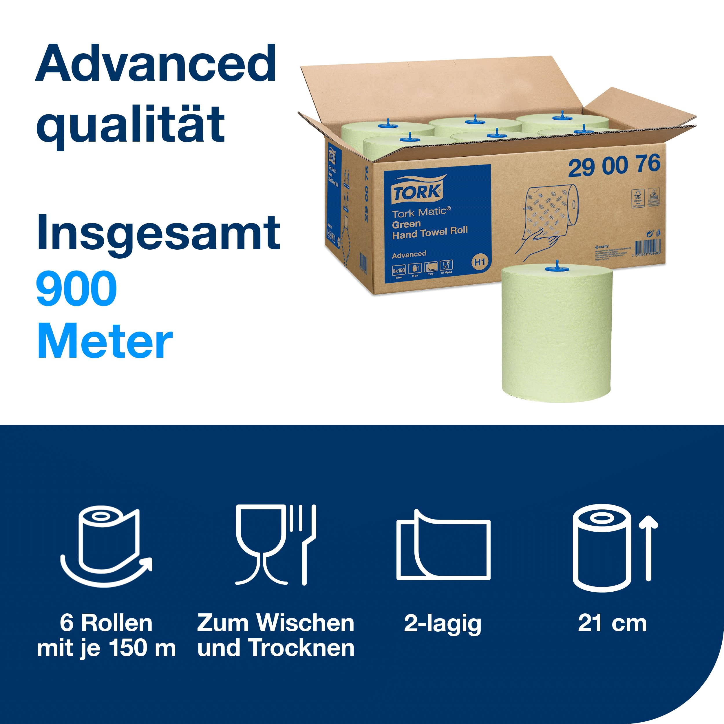 Tork Matic grünes Rollenhandtuch Advanced 2lg