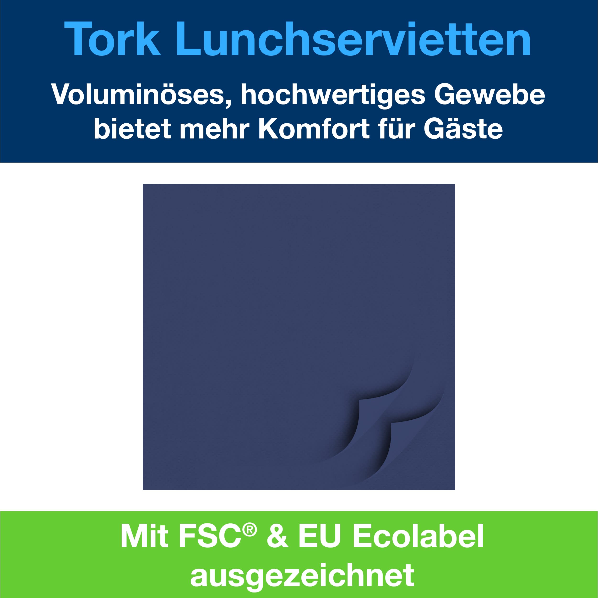 Lunchservietten dunkelblau 3lg 33cm 1/4F