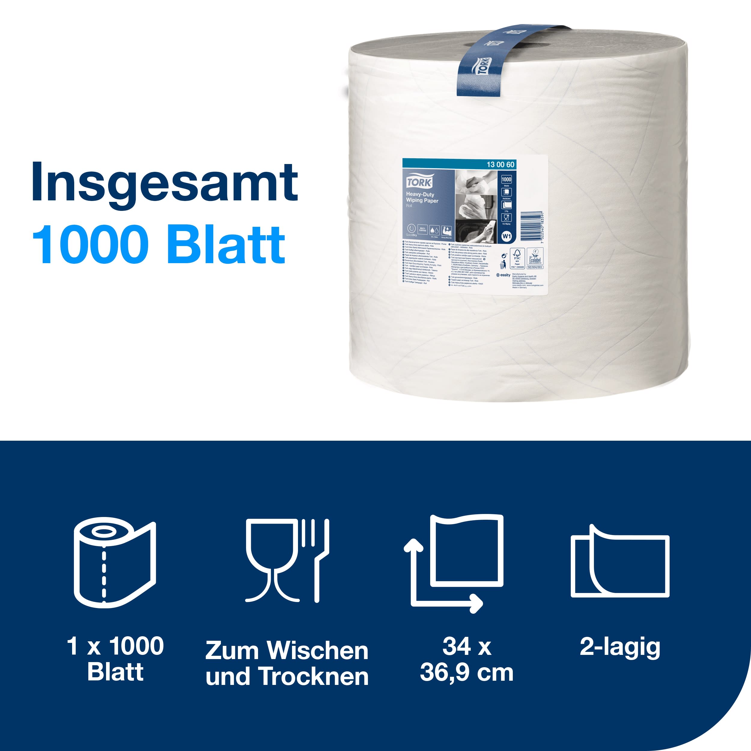 Tork extra starke Mehrzweck Papierwischtücher weiß