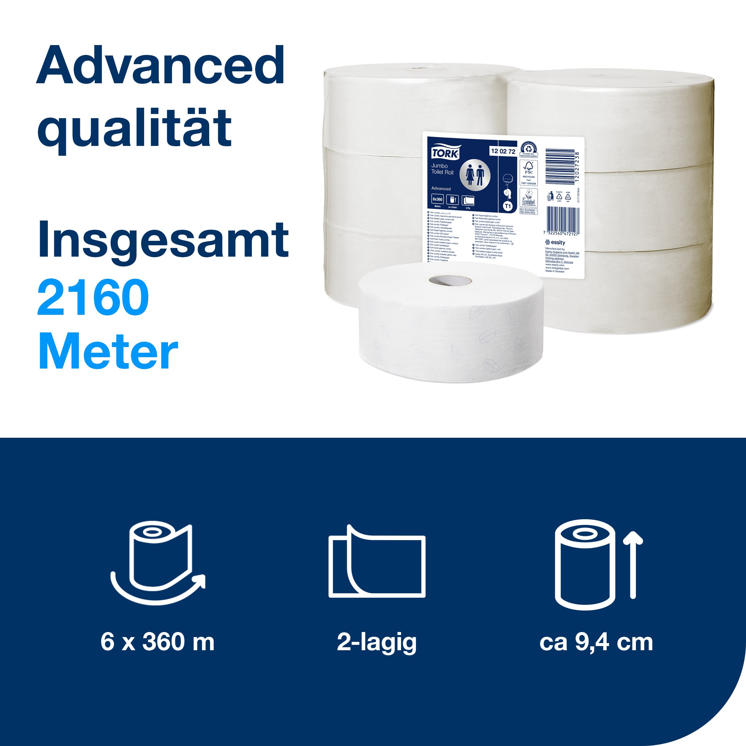Tork Jumbo WC-Papier Advanced 2lg