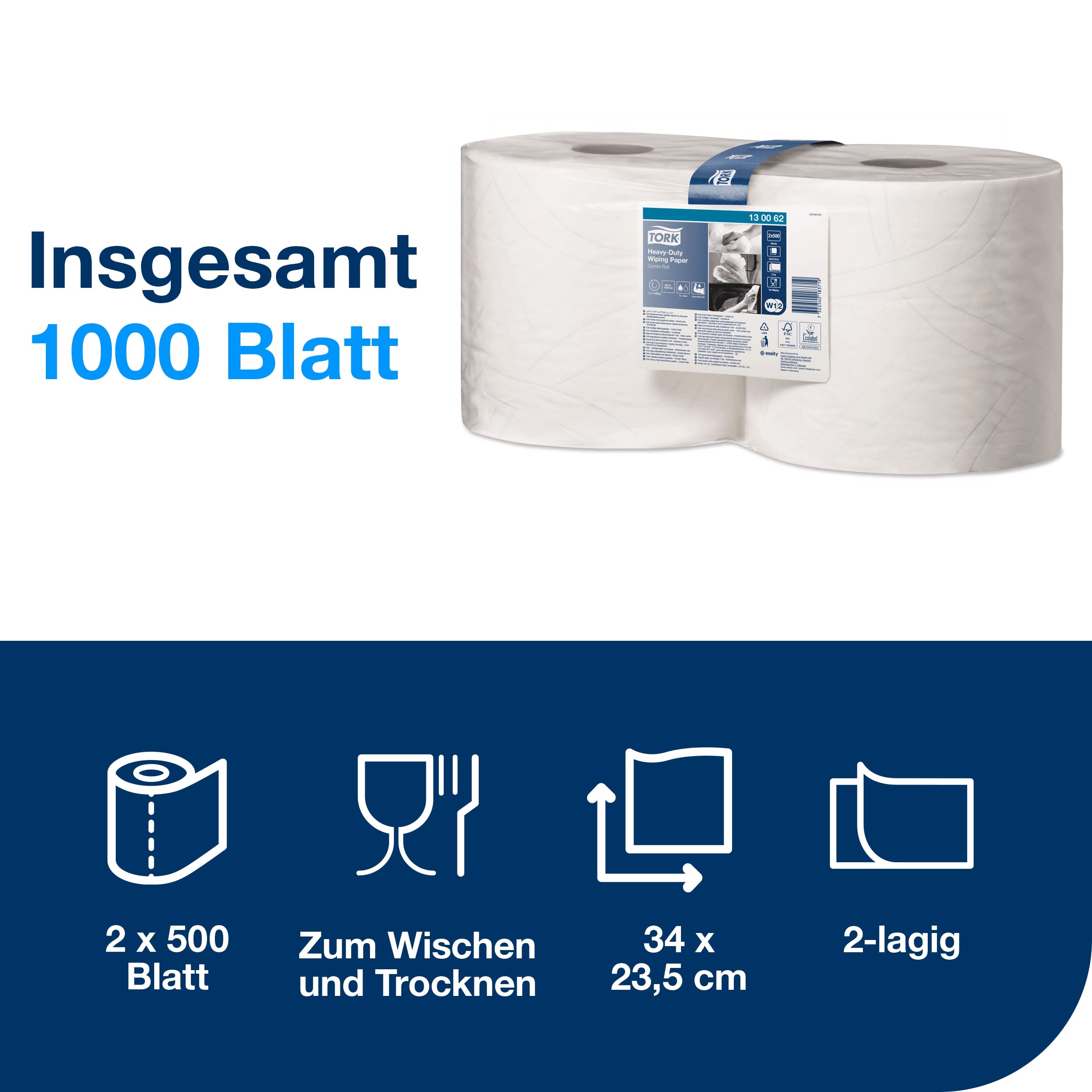 Tork Extra Starke Mehrzweck-Papierwischtücher Weiß