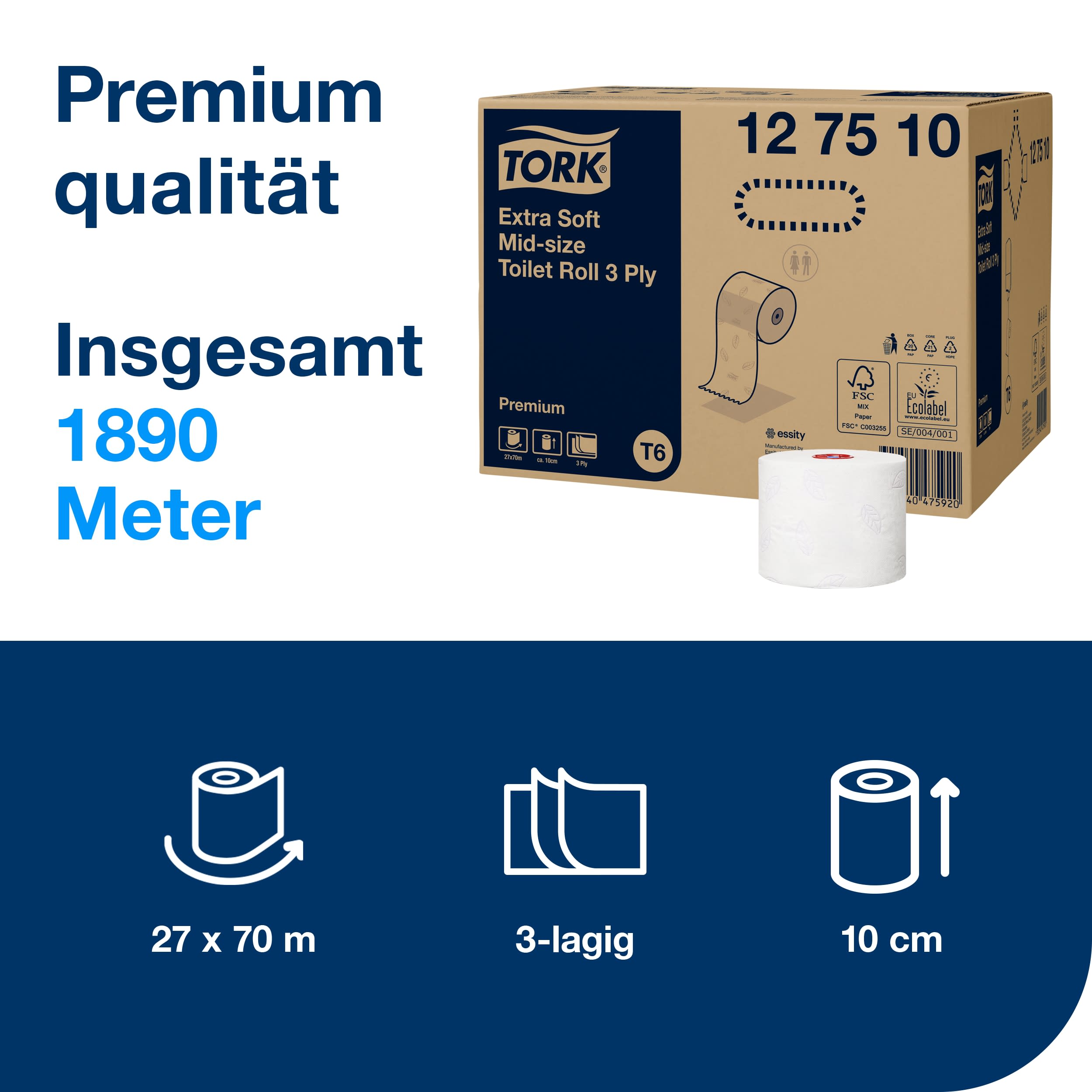 Tork extra weiches Midi WC-Papier Premium 3lg