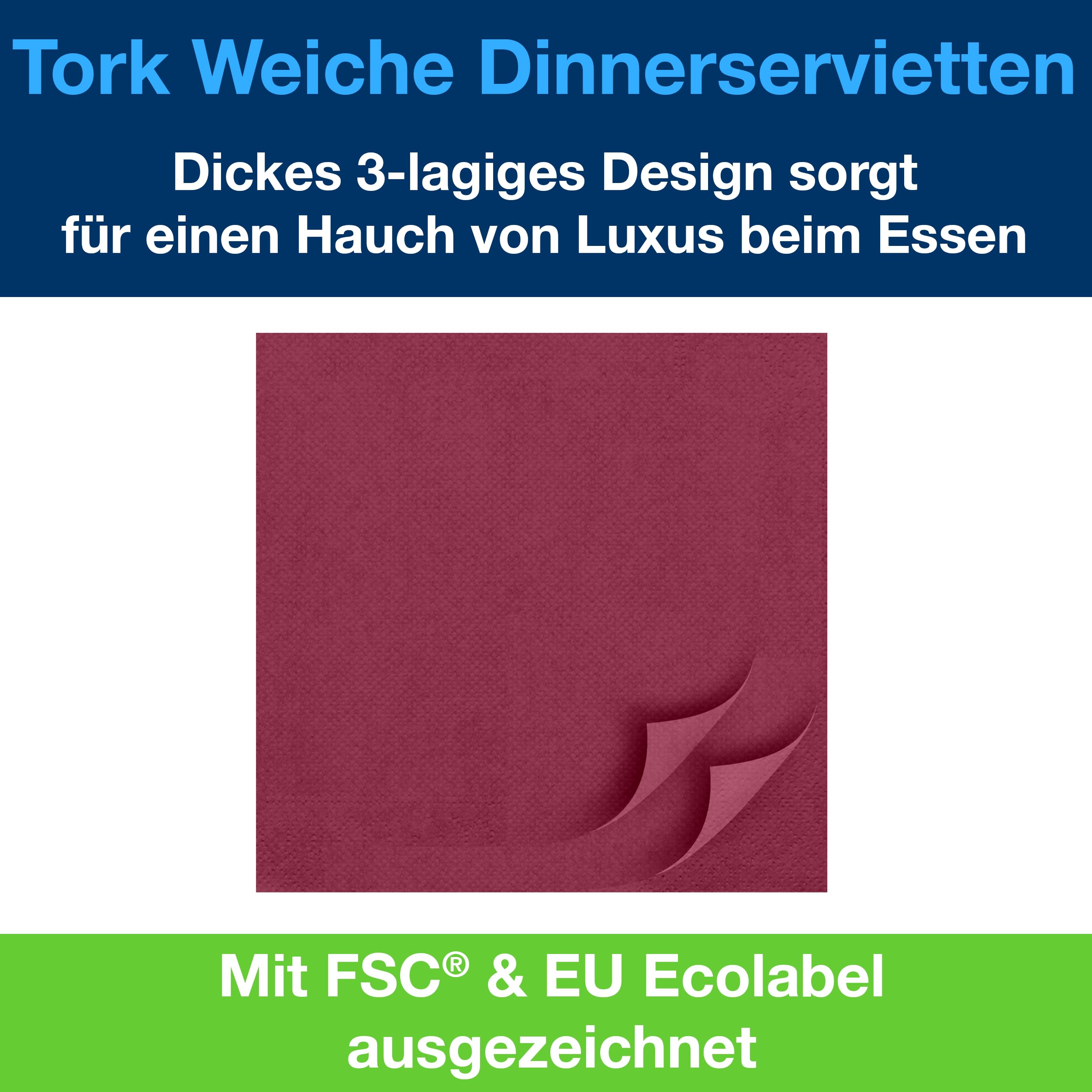 Dinnerservietten Soft bordeauxrot 3lg 39cm 1/4F