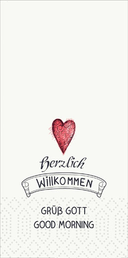 Zelltuchserviette Herzlich Willkommen 2lg 33 1/8F
