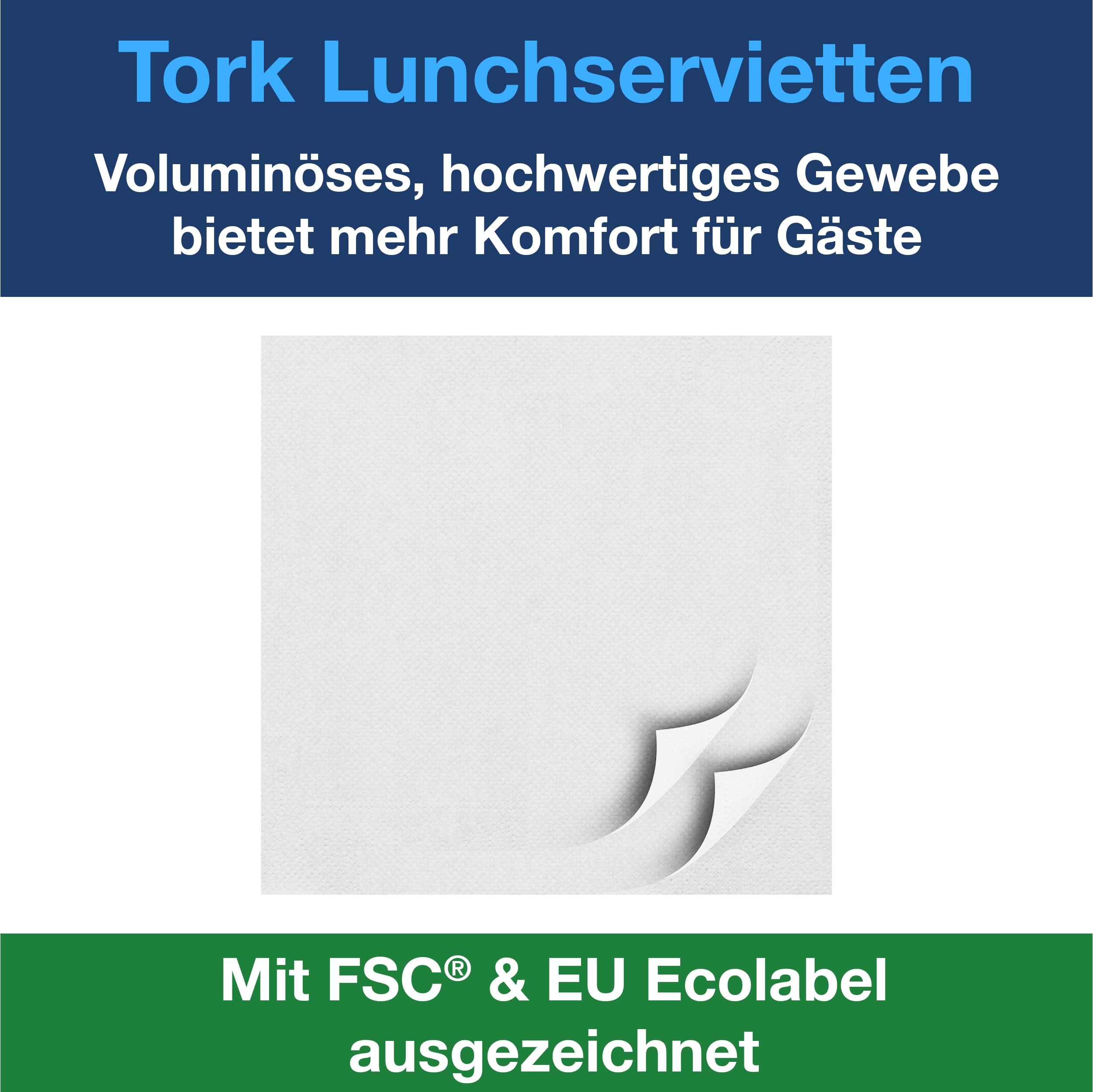 Lunchservietten weiß 3lg 33cm 1/4F
