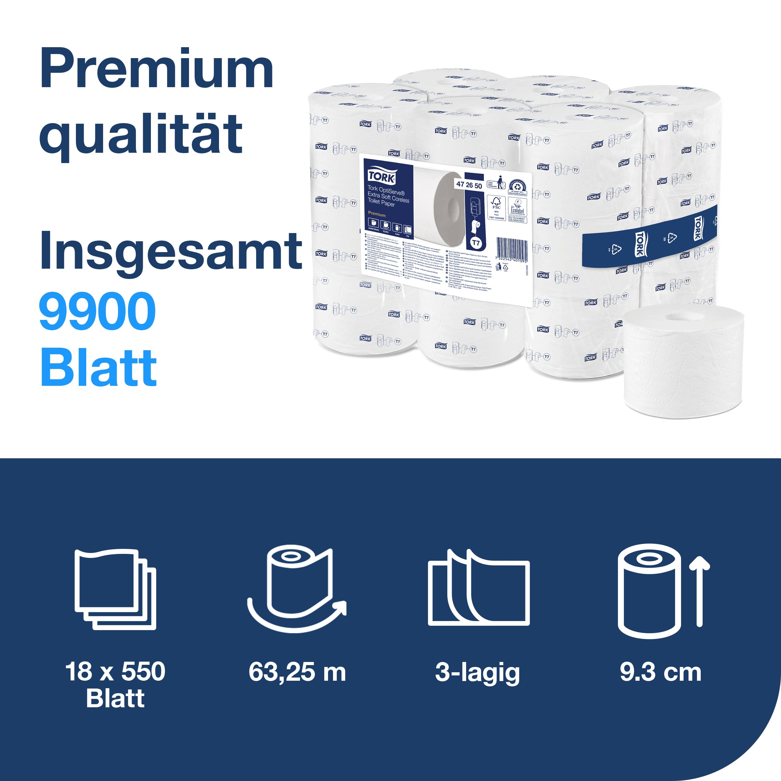 Tork OptiServe extraweiches Hülsenloses WC-Papier