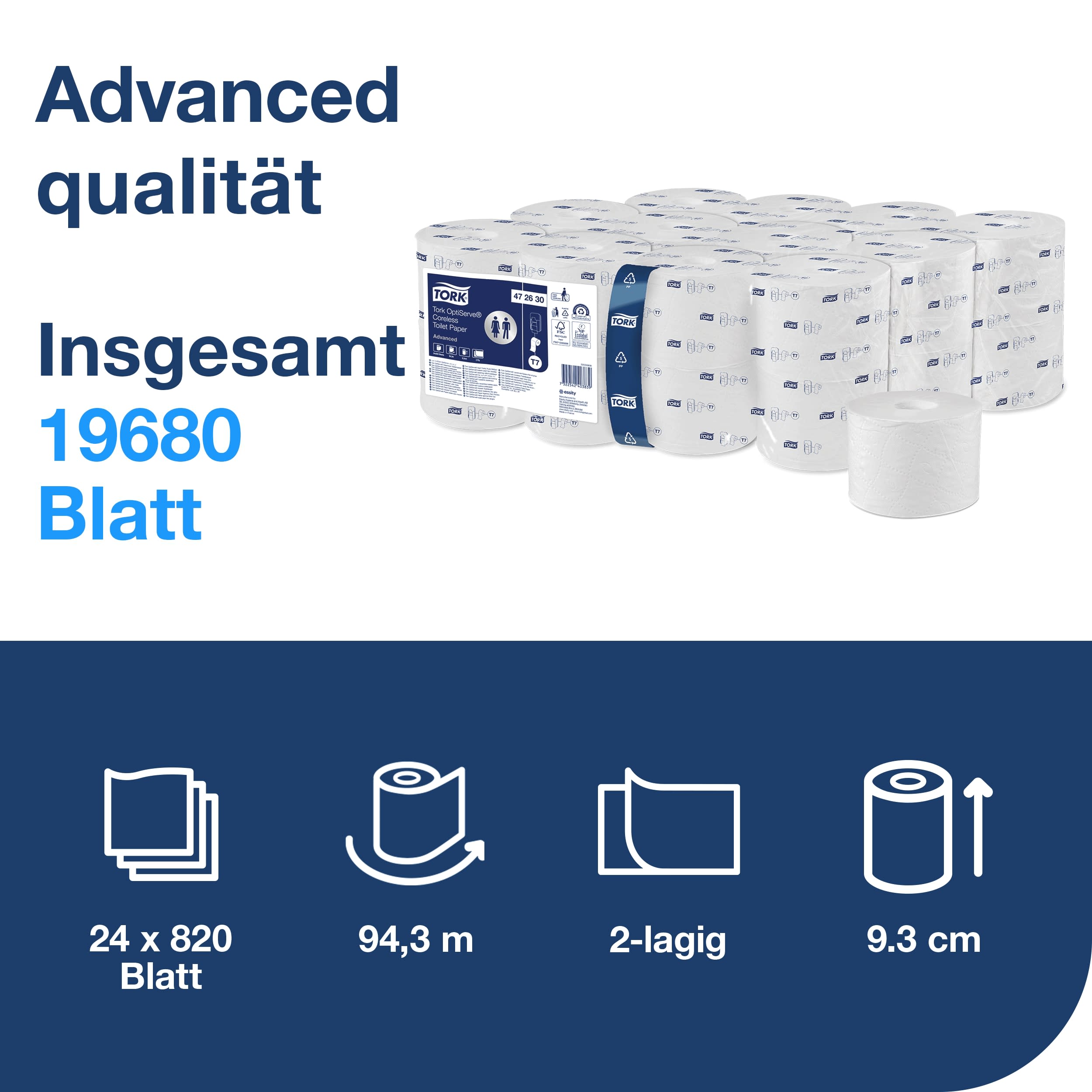 Tork OptiServe Hülsenloses WC-Papier 2lg