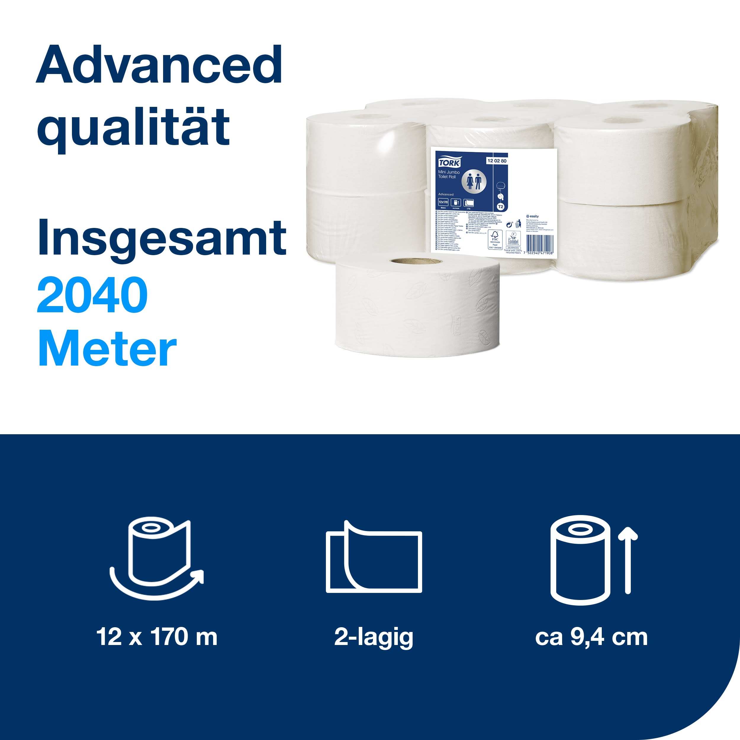 Tork Mini Jumbo WC-Papier Advanced 2lg