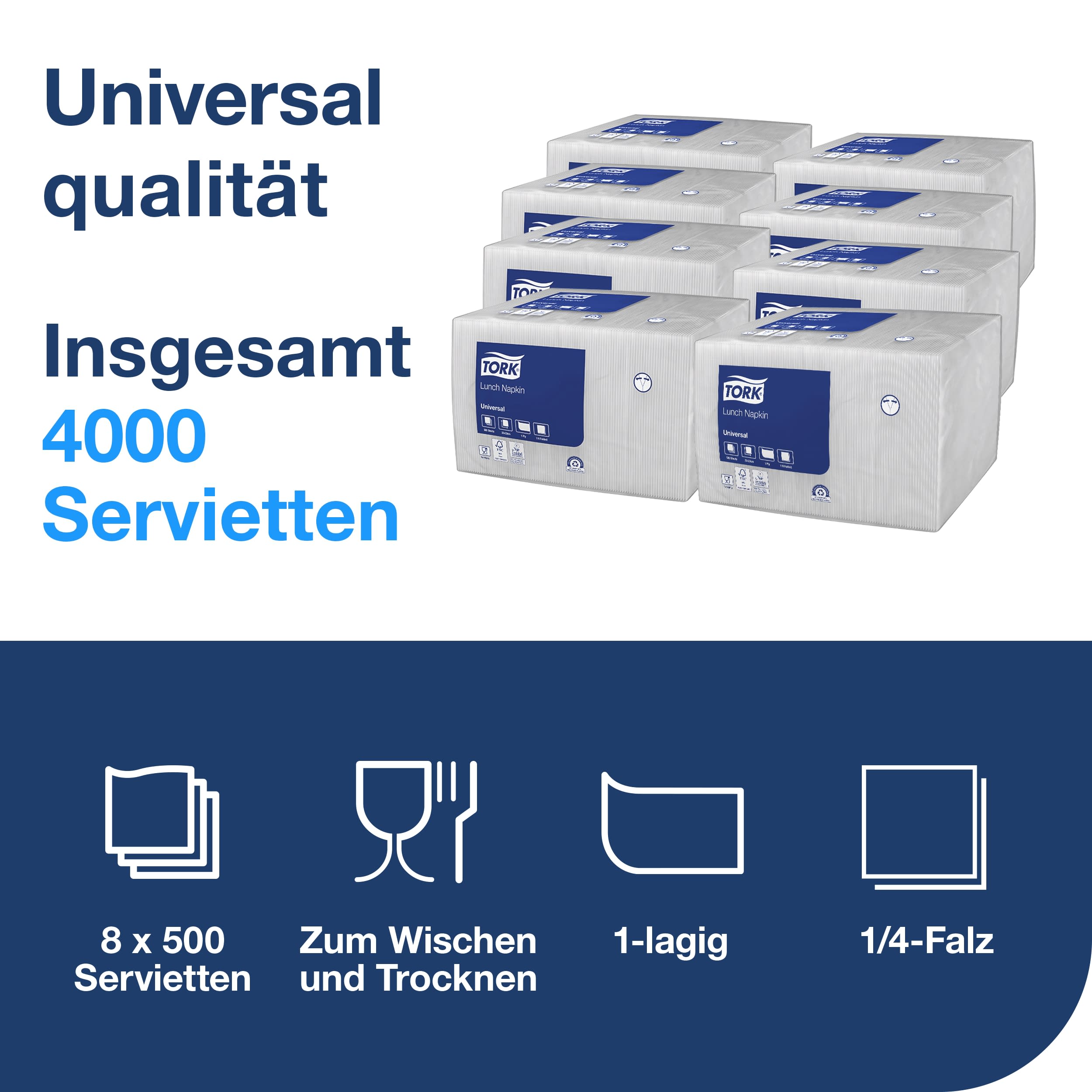 Lunchservietten weiß 1lg 33cm 1/4F