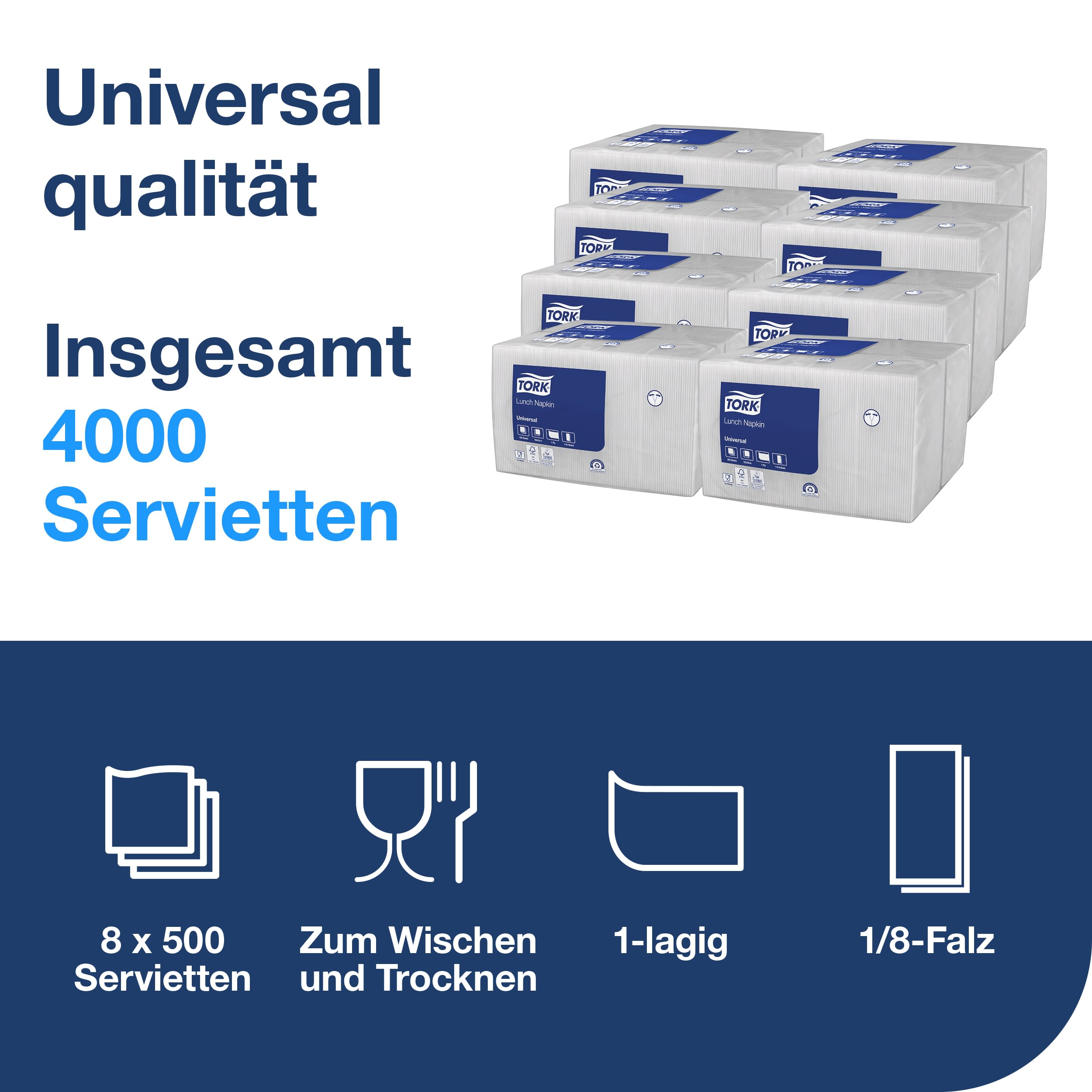 Lunchservietten weiß 1lg 33cm 1/8F