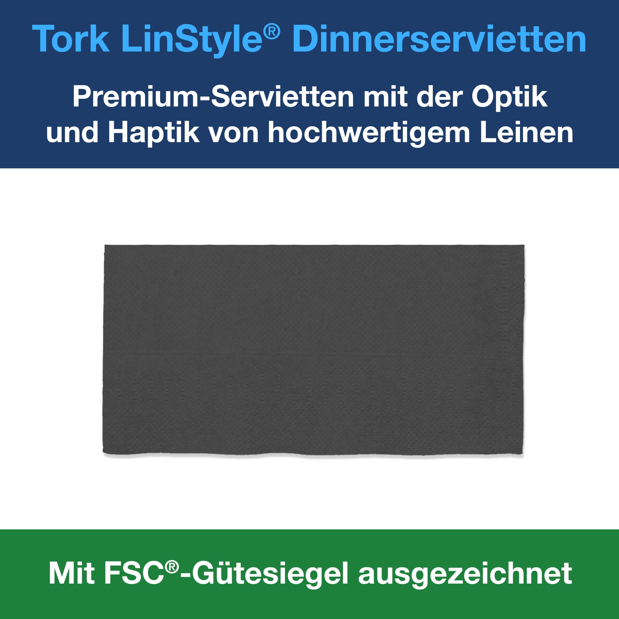Dinnerservietten LinStyle schwarz 39cm 1/8F